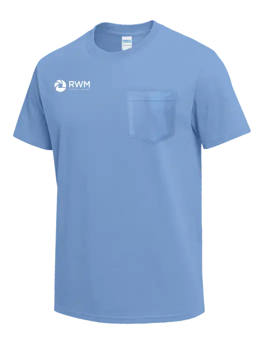 Light Blue Heavyweight 6.1 oz Pocket T-Shirt w/RWM Home Loans Logo