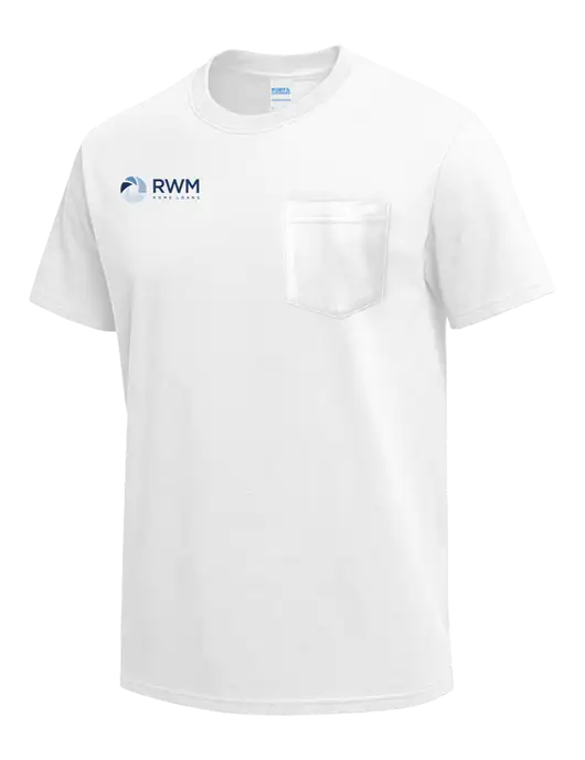 White Heavyweight 6.1 oz Pocket T-Shirt w/RWM Home Loans Logo