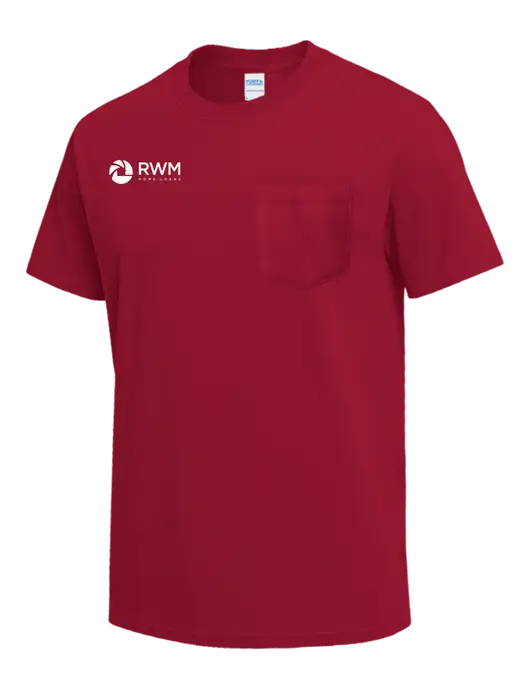 Red Heavyweight 6.1 oz Pocket T-Shirt w/RWM Home Loans Logo