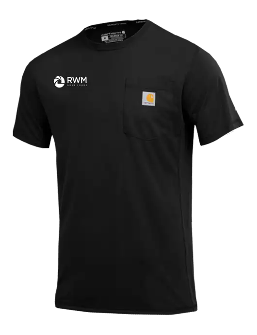 Carhartt Force Black Short Sleeve Pocket T-Shirt w/RWM Home Loans Logo