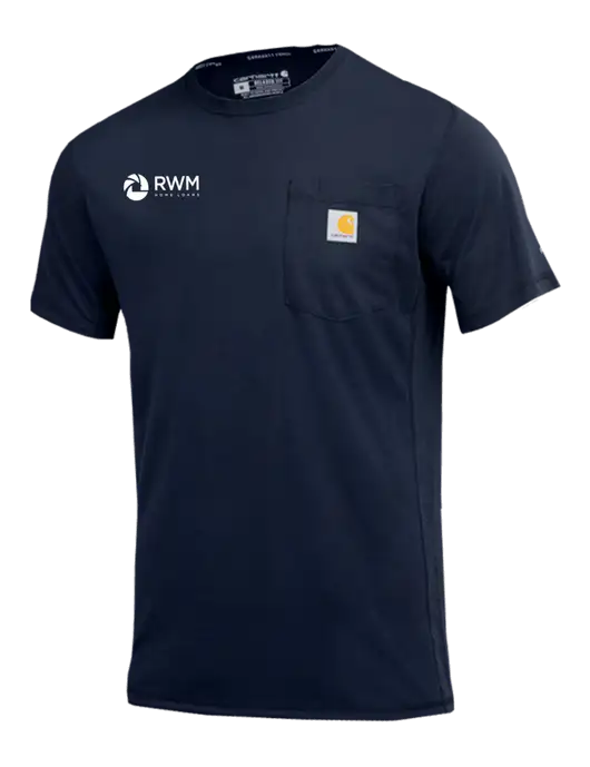Carhartt Force Navy Short Sleeve Pocket T-Shirt w/RWM Home Loans Logo