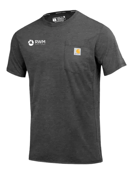 Carhartt Force Dark Grey Heather Short Sleeve Pocket T-Shirt w/RWM Home Loans Logo