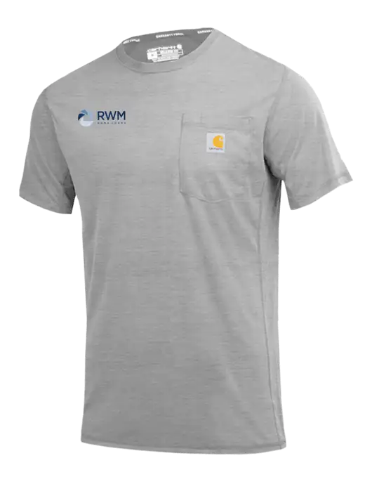 Carhartt Force Light Grey Heather Short Sleeve Pocket T-Shirt w/RWM Home Loans Logo