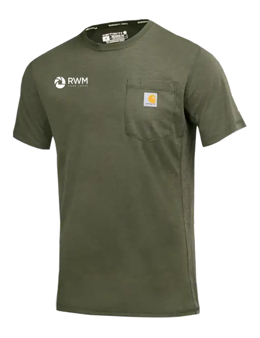 Carhartt Force Dark Green Heather Short Sleeve Pocket T-Shirt w/RWM Home Loans Logo