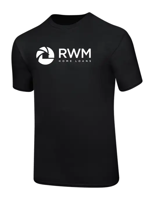 Ring Spun Jet Black 4.5 oz T-Shirt w/RWM Home Loans Logo