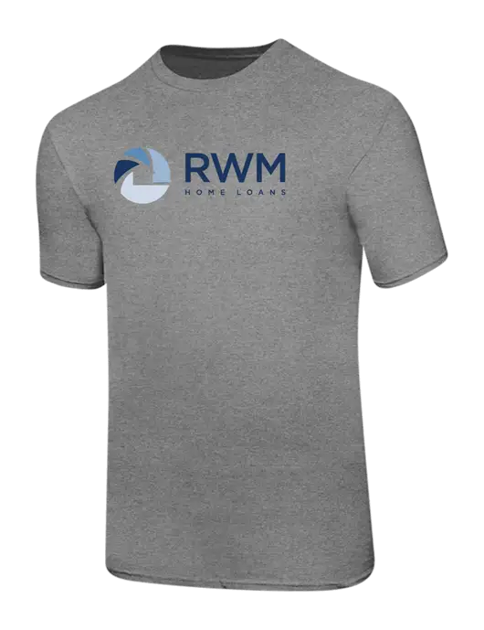 Ring Spun Light Heather Grey 4.5 oz T-Shirt w/RWM Home Loans Logo