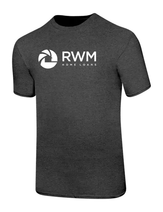 Ring Spun Dark Heather Grey 4.5 oz T-Shirt w/RWM Home Loans Logo