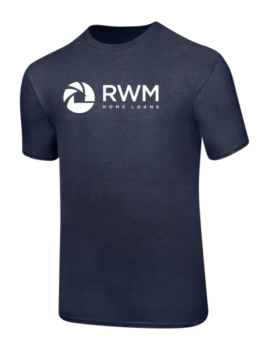 Ring Spun Heather Navy 4.5 oz T-Shirt w/RWM Home Loans Logo