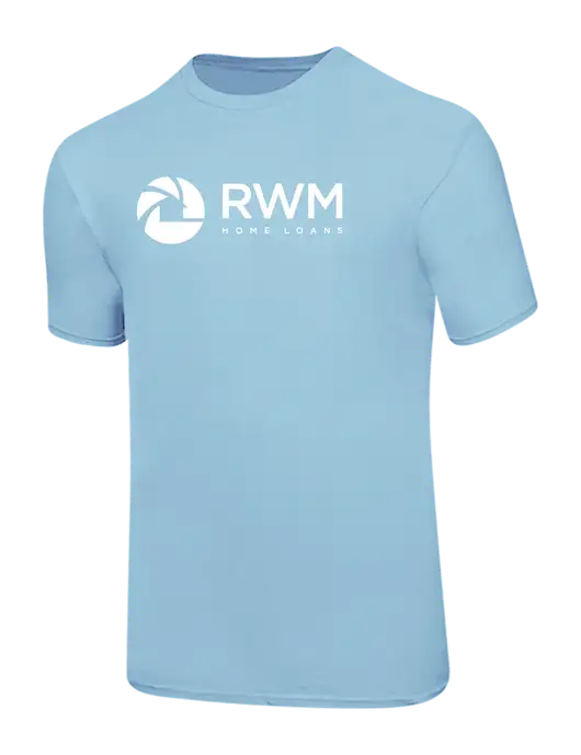 Ring Spun Light Blue 4.5 oz T-Shirt w/RWM Home Loans Logo