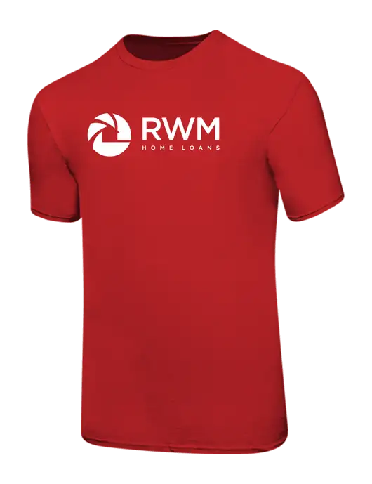Ring Spun Red 4.5 oz T-Shirt w/RWM Home Loans Logo