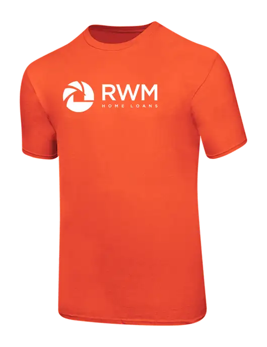 Ring Spun Orange 4.5 oz T-Shirt w/RWM Home Loans Logo