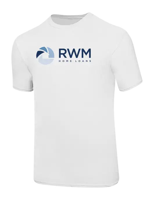 Ring Spun White 4.5 oz T-Shirt w/RWM Home Loans Logo