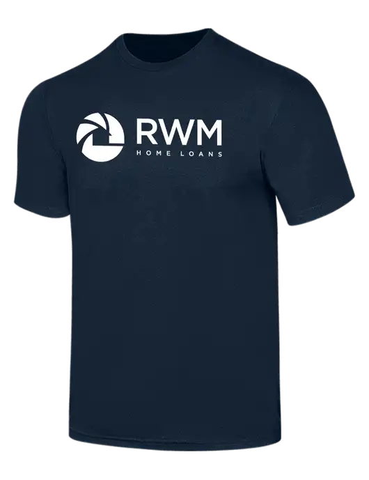 Simply Soft Navy 4.5oz  Poly/Combed Ring Spun Cotton T-Shirt w/RWM Home Loans Logo