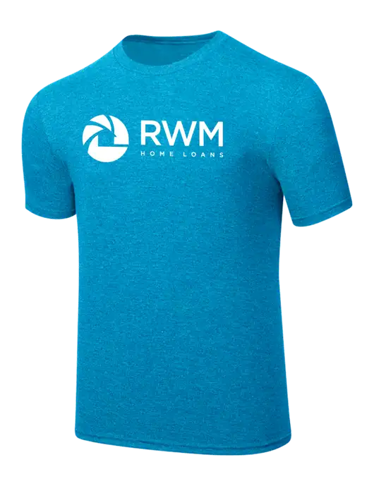 Simply Soft Sapphire Blue Frost 4.5oz  Poly/Combed Ring Spun Cotton T-Shirt w/RWM Home Loans Logo