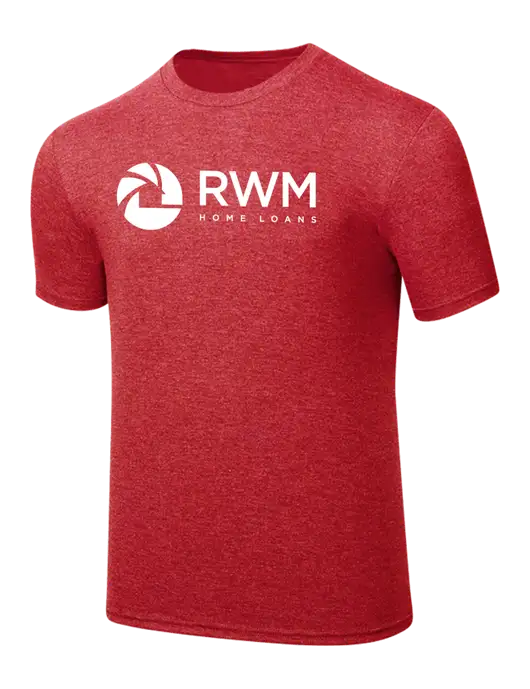 Simply Soft Red Frost 4.5oz  Poly/Combed Ring Spun Cotton T-Shirt w/RWM Home Loans Logo