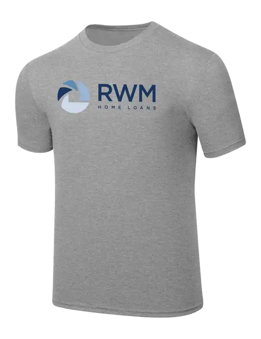 Simply Soft Heathered Light Grey 4.5oz  Poly/Combed Ring Spun Cotton T-Shirt w/RWM Home Loans Logo