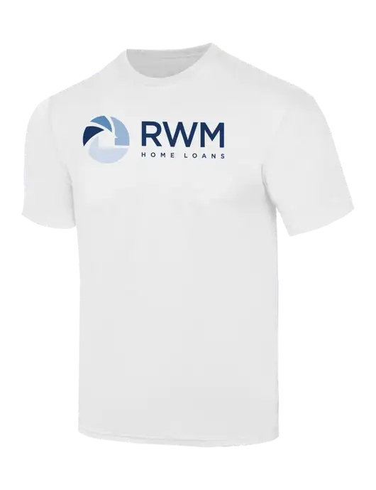 Simply Soft White 4.5oz  Poly/Combed Ring Spun Cotton T-Shirt w/RWM Home Loans Logo