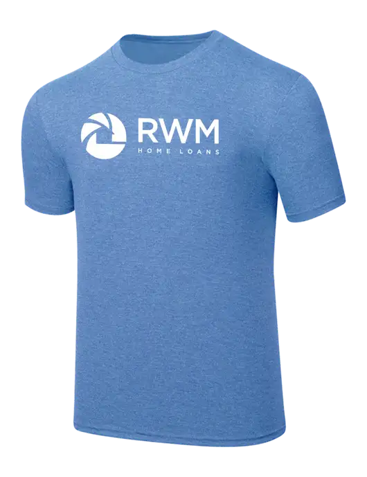 Simply Soft Carolina Blue Frost 4.5oz  Poly/Combed Ring Spun Cotton T-Shirt w/RWM Home Loans Logo