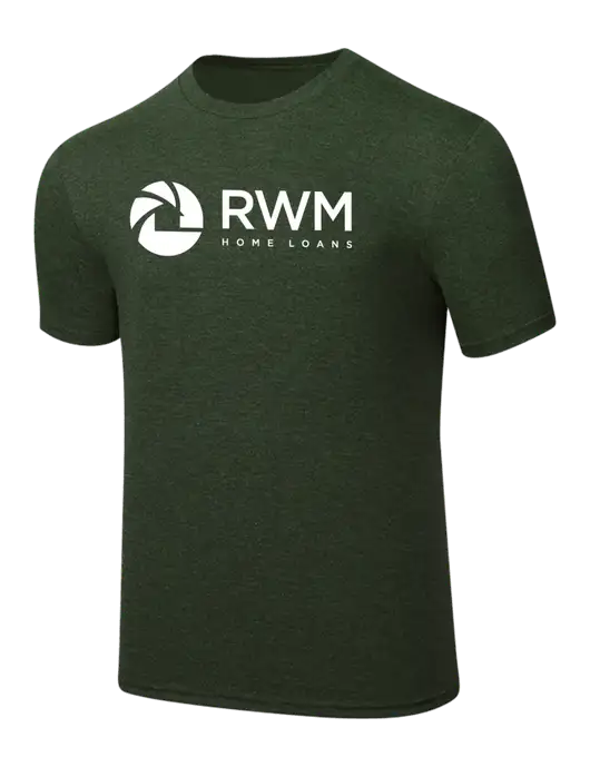 Simply Soft Heathered Forest Green 4.5oz  Poly/Combed Ring Spun Cotton T-Shirt w/RWM Home Loans Logo