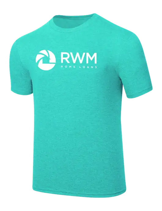 Simply Soft Light Teal Heathered 4.5oz  Poly/Combed Ring Spun Cotton T-Shirt w/RWM Home Loans Logo