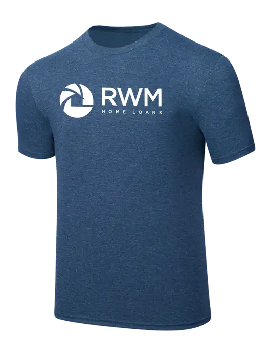 Simply Soft Heathered Navy 4.5oz  Poly/Combed Ring Spun Cotton T-Shirt w/RWM Home Loans Logo