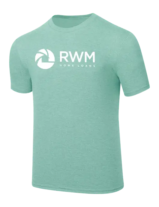Simply Soft Heathered Sage 4.5oz  Poly/Combed Ring Spun Cotton T-Shirt w/RWM Home Loans Logo