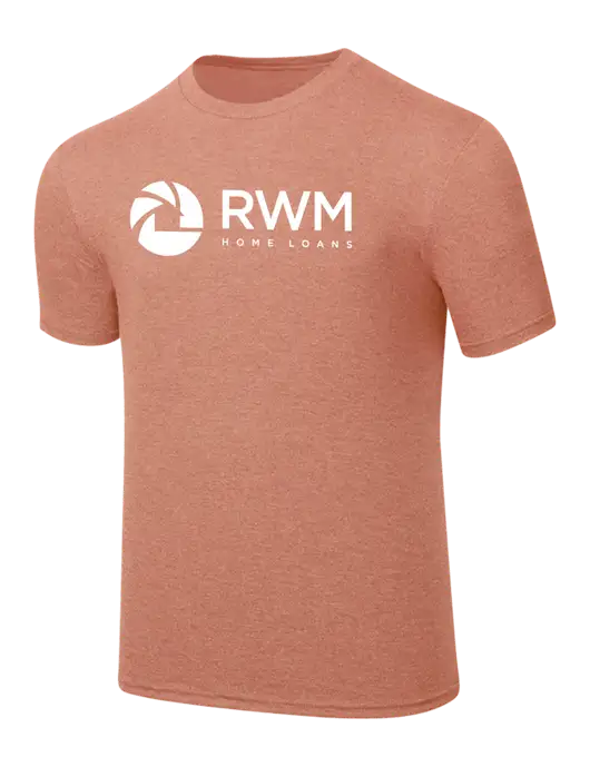 Simply Soft Heathered Light Peach 4.5oz  Poly/Combed Ring Spun Cotton T-Shirt w/RWM Home Loans Logo