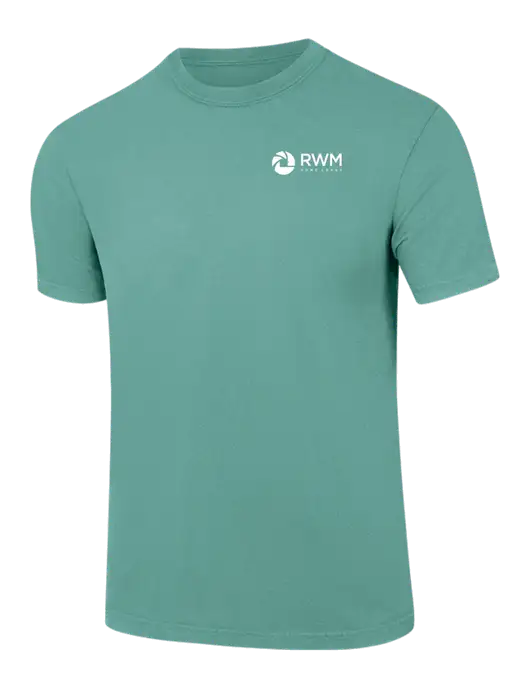 Comfort Colors 6.1 oz Light Teal Heavyweight Ring Spun T-Shirt w/RWM Home Loans Logo