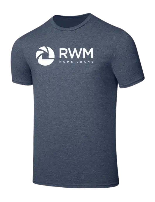 Seriously Soft Heathered Navy T-Shirt w/RWM Home Loans Logo