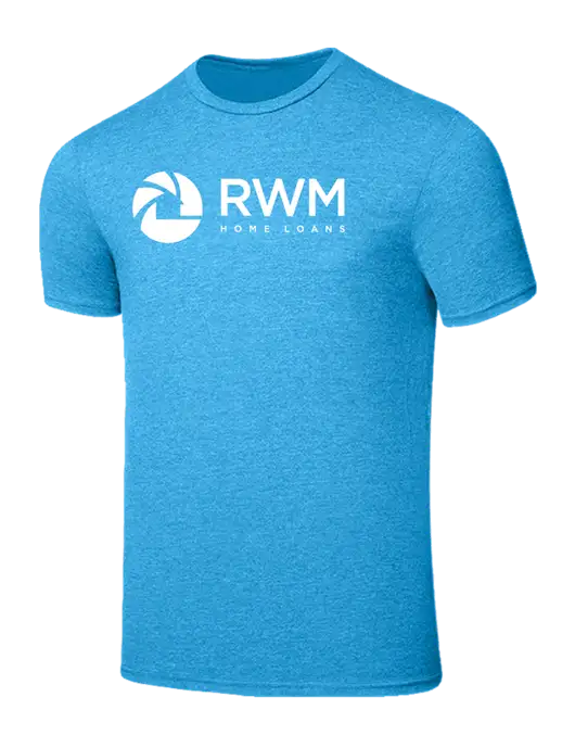 Seriously Soft Heathered Sapphire Blue T-Shirt w/RWM Home Loans Logo