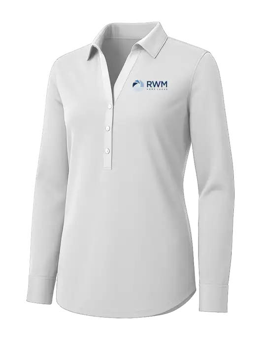 Womens White City Stretch Shirt w/RWM Home Loans Logo