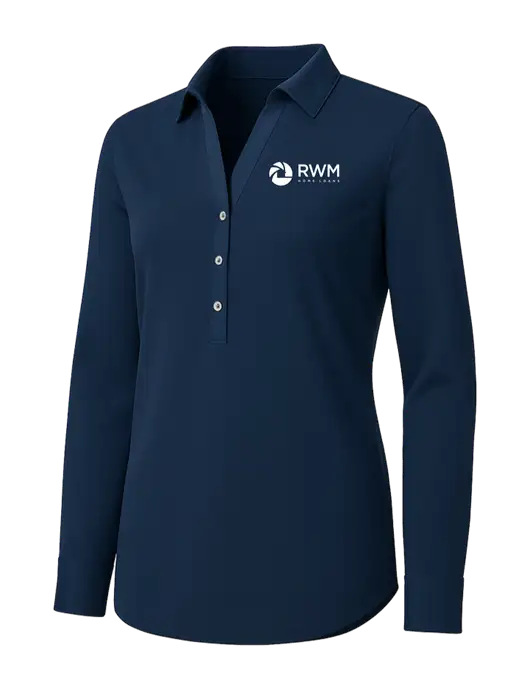 Womens Navy City Stretch Shirt w/RWM Home Loans Logo