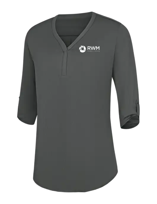 Womens Dark Grey City Stretch 3/4-Sleeve Tunic w/RWM Home Loans Logo