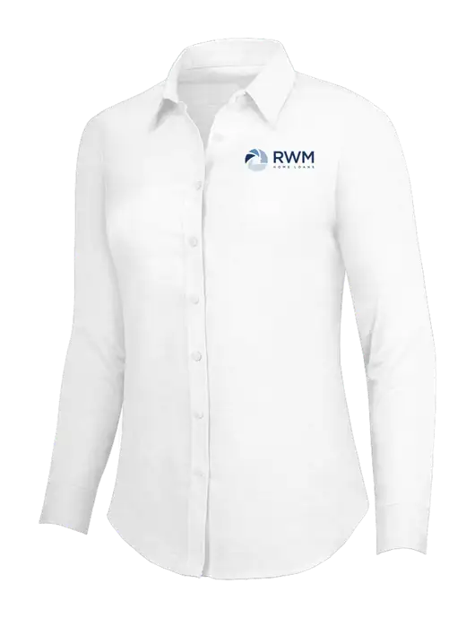 White Womens SuperPro Oxford Shirt w/RWM Home Loans Logo