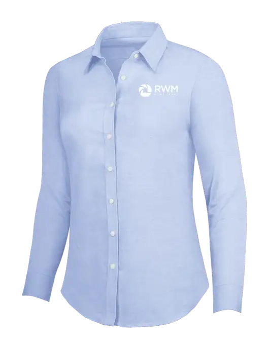 Light Blue Womens SuperPro Oxford Shirt w/RWM Home Loans Logo