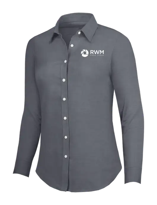 Dark Grey Womens SuperPro Oxford Shirt w/RWM Home Loans Logo