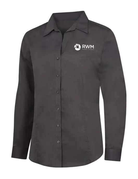 Womens Soft Black Crosshatch Easy Care Shirt w/RWM Home Loans Logo