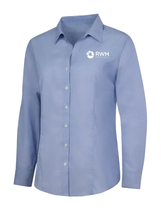 Light Slate Blue Womens Crosshatch Easy Care Shirt w/RWM Home Loans Logo
