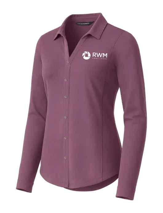 Womens Luxe Knit Button Purple Tunic w/RWM Home Loans Logo