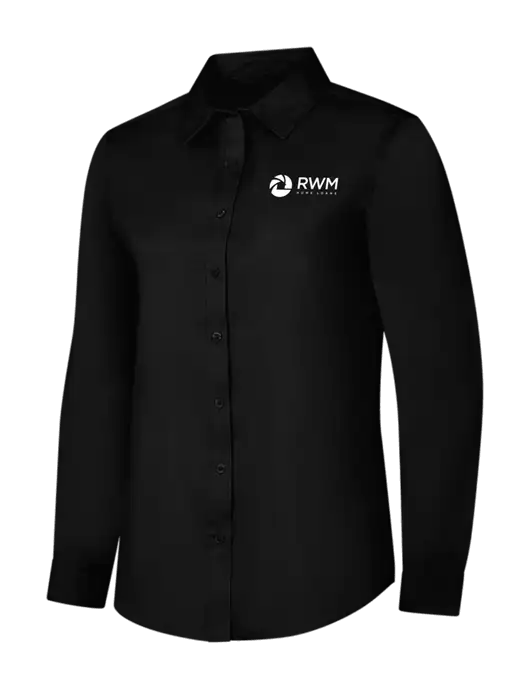 Womens Black Long Sleeve Superpro React Twill Shirt w/RWM Home Loans Logo