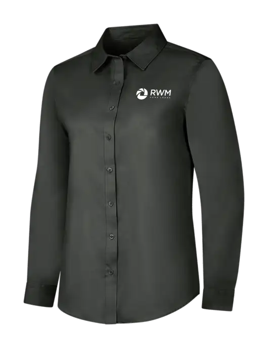Dark Grey Womens Long Sleeve Superpro React Twill Shirt w/RWM Home Loans Logo