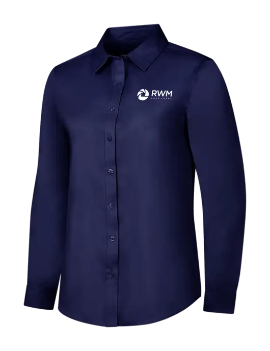 Navy Womens Long Sleeve Superpro React Twill Shirt w/RWM Home Loans Logo