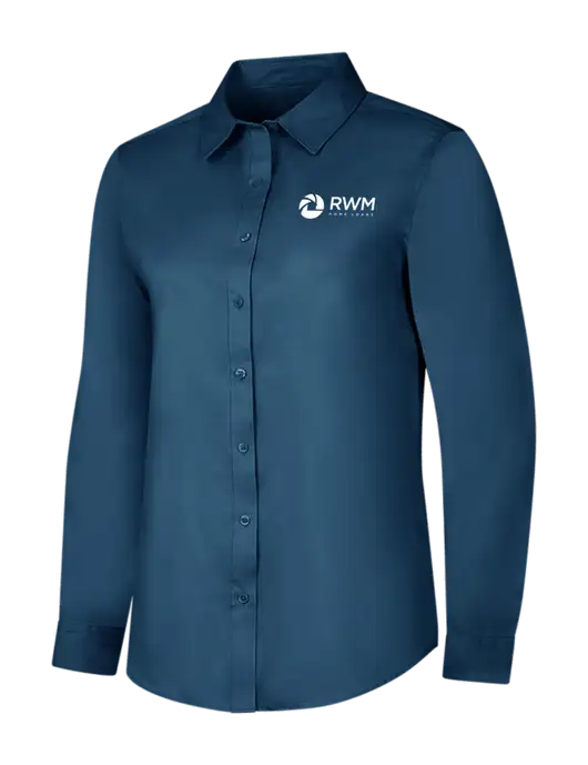 Light Navy Womens Long Sleeve Superpro React Twill Shirt w/RWM Home Loans Logo