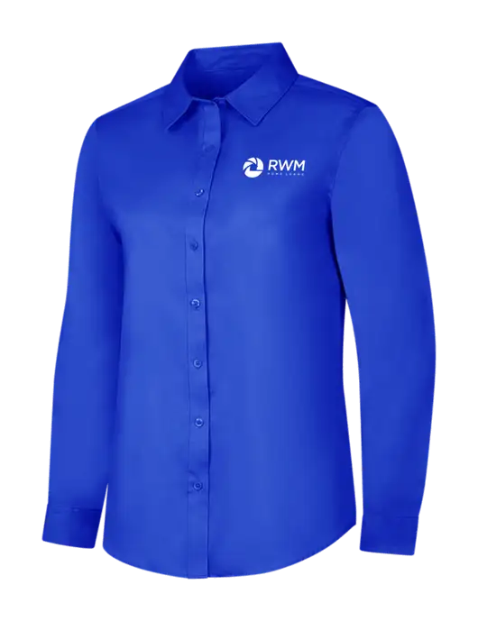 Womens Long Sleeve Dark Royal Superpro React Twill Shirt w/RWM Home Loans Logo