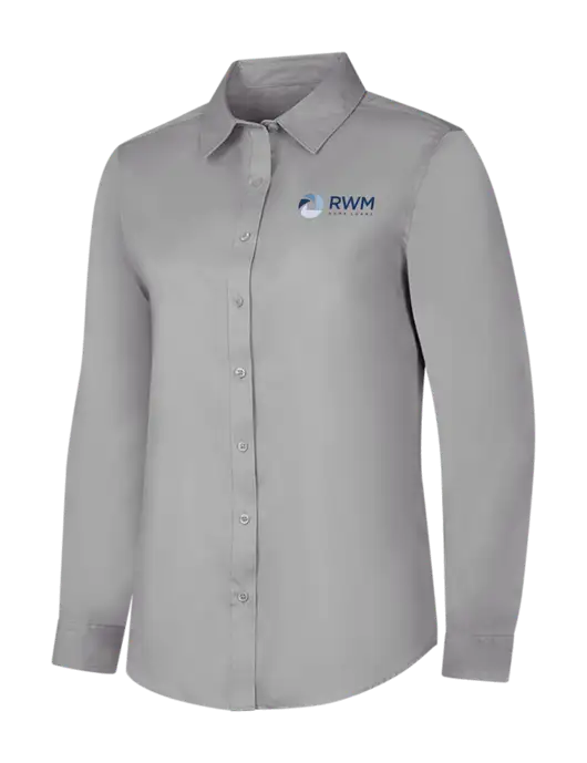 Light Grey Womens Long Sleeve Superpro React Twill Shirt w/RWM Home Loans Logo