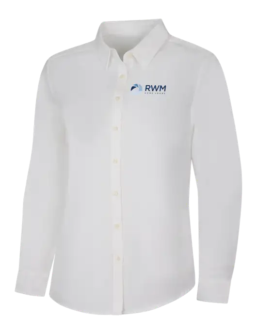 Womens White Long Sleeve Superpro React Twill Shirt w/RWM Home Loans Logo