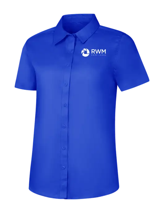 Womens Short Sleeve Dark Royal Superpro React Twill Shirt w/RWM Home Loans Logo