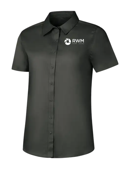 Womens Dark Grey Short Sleeve Superpro React Twill Shirt w/RWM Home Loans Logo