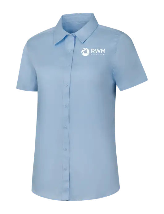 Womens Light Blue Short Sleeve Superpro React Twill Shirt w/RWM Home Loans Logo