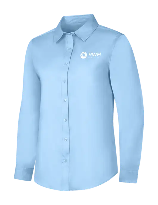Womens Light Blue Long Sleeve Superpro React Twill Shirt w/RWM Home Loans Logo